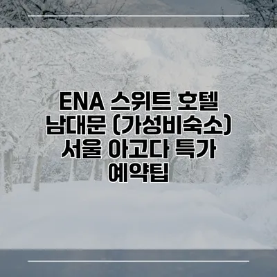 ENA 스위트 호텔 남대문 (가성비숙소) 서울 아고다 특가 예약팁