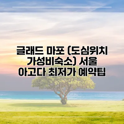 글래드 마포 (도심위치 가성비숙소) 서울 아고다 최저가 예약팁