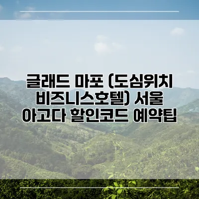 글래드 마포 (도심위치 비즈니스호텔) 서울 아고다 할인코드 예약팁