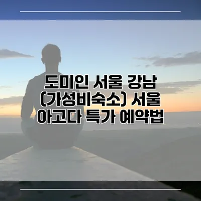 도미인 서울 강남 (가성비숙소) 서울 아고다 특가 예약법