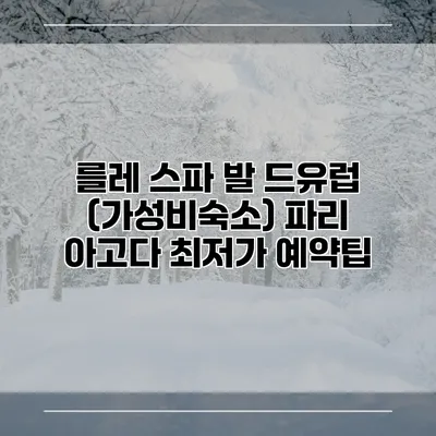 를레 스파 발 드유럽 (가성비숙소) 파리 아고다 최저가 예약팁