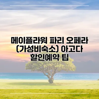 메이플라워 파리 오페라 (가성비숙소) 아고다 할인예약 팁