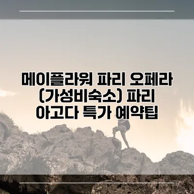 메이플라워 파리 오페라 (가성비숙소) 파리 아고다 특가 예약팁