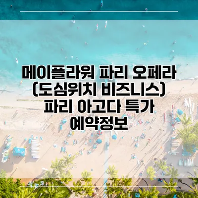 메이플라워 파리 오페라 (도심위치 비즈니스) 파리 아고다 특가 예약정보