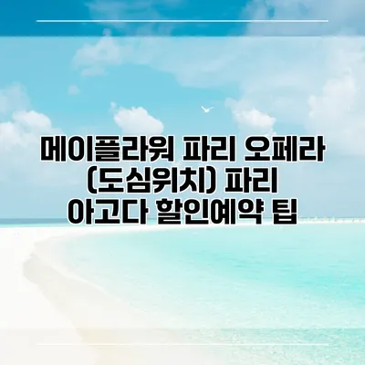 메이플라워 파리 오페라 (도심위치) 파리 아고다 할인예약 팁