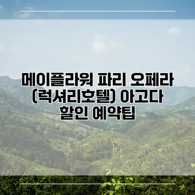 메이플라워 파리 오페라 (럭셔리호텔) 아고다 할인 예약팁