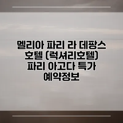 멜리아 파리 라 데팡스 호텔 (럭셔리호텔) 파리 아고다 특가 예약정보