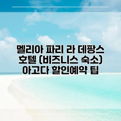 멜리아 파리 라 데팡스 호텔 (비즈니스 숙소) 아고다 할인예약 팁
