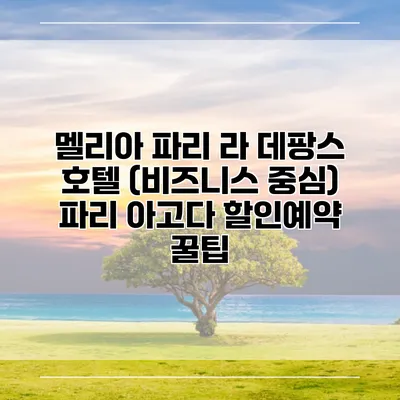 멜리아 파리 라 데팡스 호텔 (비즈니스 중심) 파리 아고다 할인예약 꿀팁