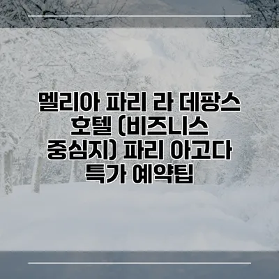 멜리아 파리 라 데팡스 호텔 (비즈니스 중심지) 파리 아고다 특가 예약팁