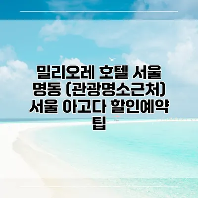 밀리오레 호텔 서울 명동 (관광명소근처) 서울 아고다 할인예약 팁