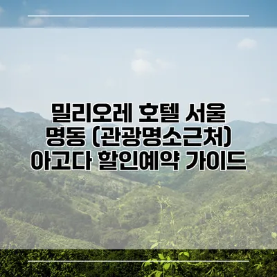 밀리오레 호텔 서울 명동 (관광명소근처) 아고다 할인예약 가이드