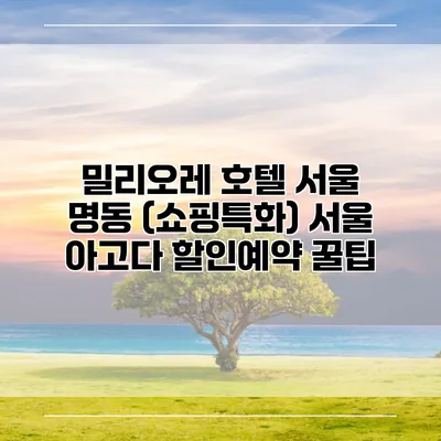 밀리오레 호텔 서울 명동 (쇼핑특화) 서울 아고다 할인예약 꿀팁