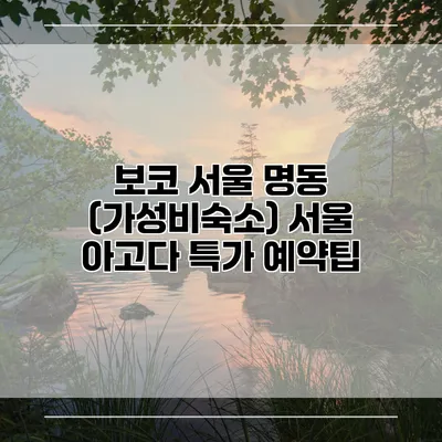 보코 서울 명동 (가성비숙소) 서울 아고다 특가 예약팁