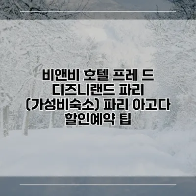 비앤비 호텔 프레 드 디즈니랜드 파리 (가성비숙소) 파리 아고다 할인예약 팁