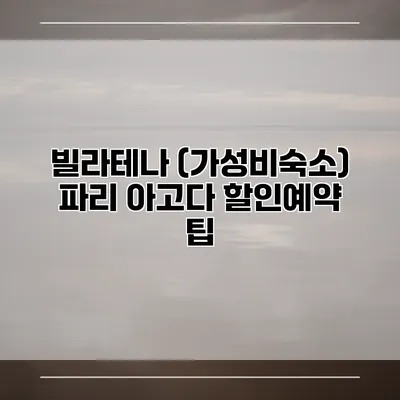 빌라테나 (가성비숙소) 파리 아고다 할인예약 팁