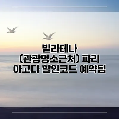 빌라테나 (관광명소근처) 파리 아고다 할인코드 예약팁