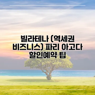 빌라테나 (역세권 비즈니스) 파리 아고다 할인예약 팁