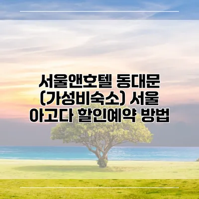 서울앤호텔 동대문 (가성비숙소) 서울 아고다 할인예약 방법