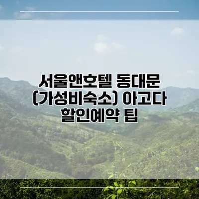 서울앤호텔 동대문 (가성비숙소) 아고다 할인예약 팁