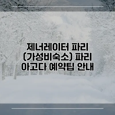 제너레이터 파리 (가성비숙소) 파리 아고다 예약팁 안내