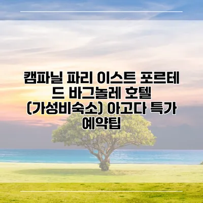 캠파닐 파리 이스트 포르테 드 바그놀레 호텔 (가성비숙소) 아고다 특가 예약팁