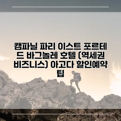 캠파닐 파리 이스트 포르테 드 바그놀레 호텔 (역세권 비즈니스) 아고다 할인예약 팁