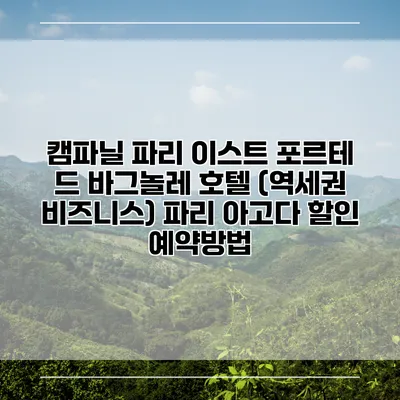 캠파닐 파리 이스트 포르테 드 바그놀레 호텔 (역세권 비즈니스) 파리 아고다 할인 예약방법