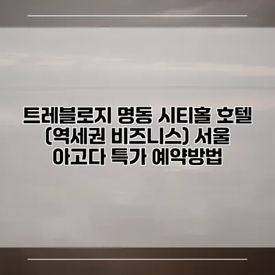 트레블로지 명동 시티홀 호텔 (역세권 비즈니스) 서울 아고다 특가 예약방법