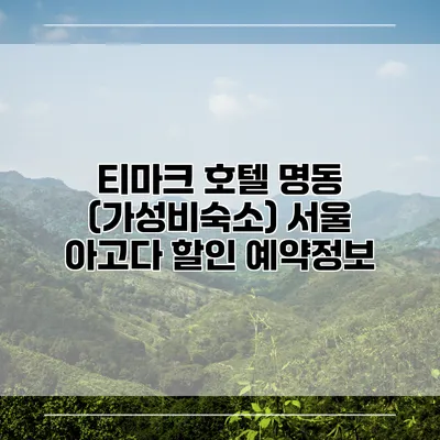 티마크 호텔 명동 (가성비숙소) 서울 아고다 할인 예약정보