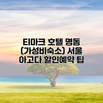 티마크 호텔 명동 (가성비숙소) 서울 아고다 할인예약 팁