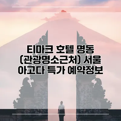 티마크 호텔 명동 (관광명소근처) 서울 아고다 특가 예약정보