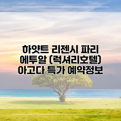 하얏트 리젠시 파리 에투알 (럭셔리호텔) 아고다 특가 예약정보