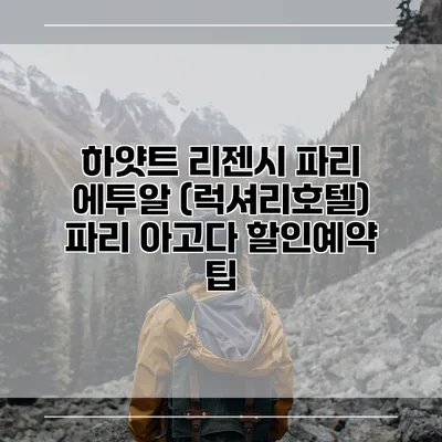 하얏트 리젠시 파리 에투알 (럭셔리호텔) 파리 아고다 할인예약 팁