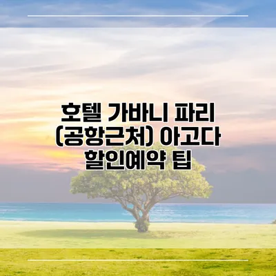 호텔 가바니 파리 (공항근처) 아고다 할인예약 팁