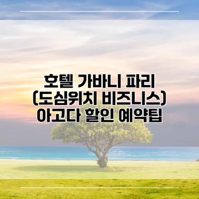 호텔 가바니 파리 (도심위치 비즈니스) 아고다 할인 예약팁