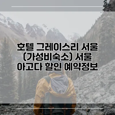 호텔 그레이스리 서울 (가성비숙소) 서울 아고다 할인 예약정보