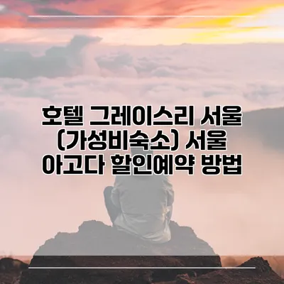 호텔 그레이스리 서울 (가성비숙소) 서울 아고다 할인예약 방법