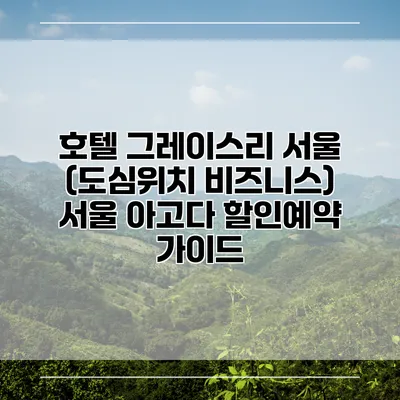 호텔 그레이스리 서울 (도심위치 비즈니스) 서울 아고다 할인예약 가이드