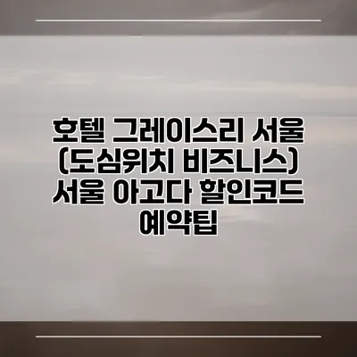 호텔 그레이스리 서울 (도심위치 비즈니스) 서울 아고다 할인코드 예약팁