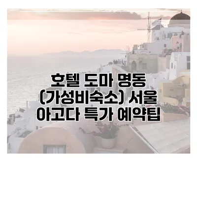 호텔 도마 명동 (가성비숙소) 서울 아고다 특가 예약팁