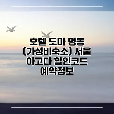 호텔 도마 명동 (가성비숙소) 서울 아고다 할인코드 예약정보