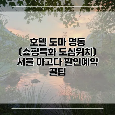 호텔 도마 명동 (쇼핑특화 도심위치) 서울 아고다 할인예약 꿀팁