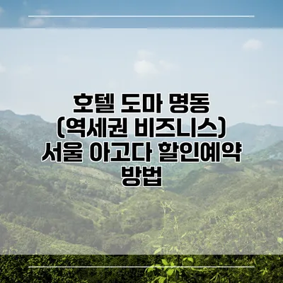 호텔 도마 명동 (역세권 비즈니스) 서울 아고다 할인예약 방법