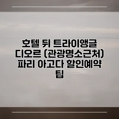 호텔 뒤 트라이앵글 디오르 (관광명소근처) 파리 아고다 할인예약 팁