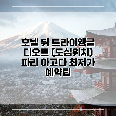 호텔 뒤 트라이앵글 디오르 (도심위치) 파리 아고다 최저가 예약팁