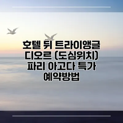 호텔 뒤 트라이앵글 디오르 (도심위치) 파리 아고다 특가 예약방법