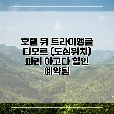 호텔 뒤 트라이앵글 디오르 (도심위치) 파리 아고다 할인 예약팁