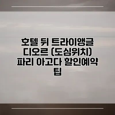호텔 뒤 트라이앵글 디오르 (도심위치) 파리 아고다 할인예약 팁