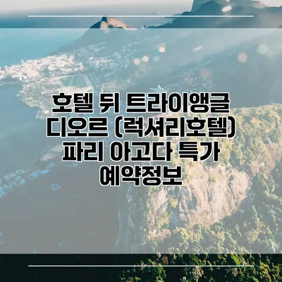 호텔 뒤 트라이앵글 디오르 (럭셔리호텔) 파리 아고다 특가 예약정보